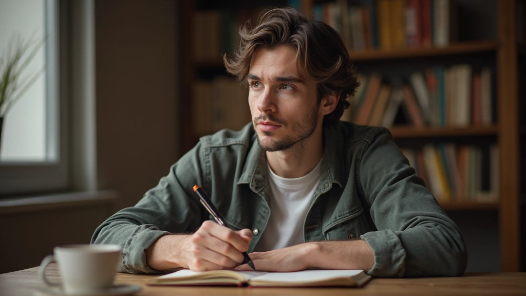 Person analysiert Fortschritte in einem Notizbuch